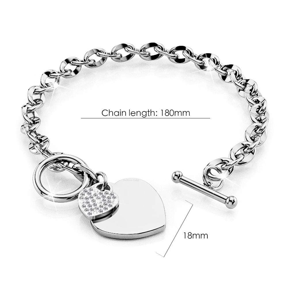 Diamond cut Belcher Chain T-lock Toggle Bracelet in White Gold Layered Steel Jewellery - Image 9