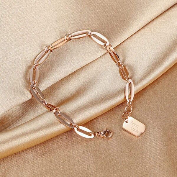 Good Luck Chain Bracelet in Rose Gold Layered Steel Jewellery - Image 3