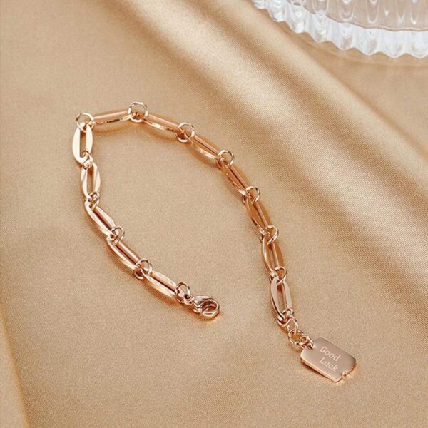 Good Luck Chain Bracelet in Rose Gold Layered Steel Jewellery - Image 4