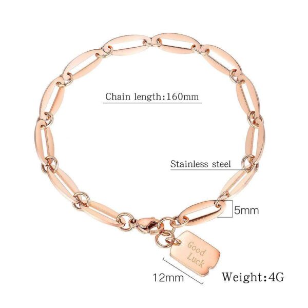 Good Luck Chain Bracelet in Rose Gold Layered Steel Jewellery - Image 6