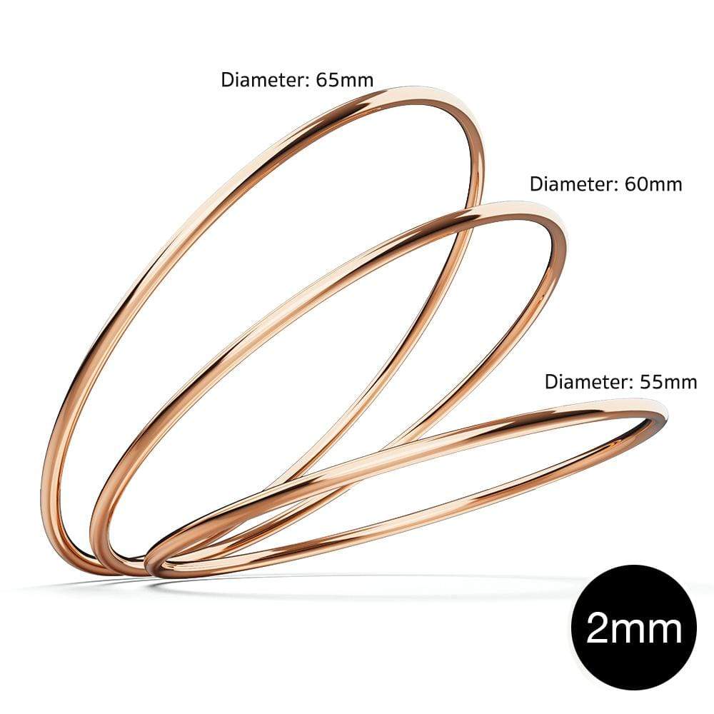 Solid Golf Bangle 2mm Rose Gold Layered - Image 3