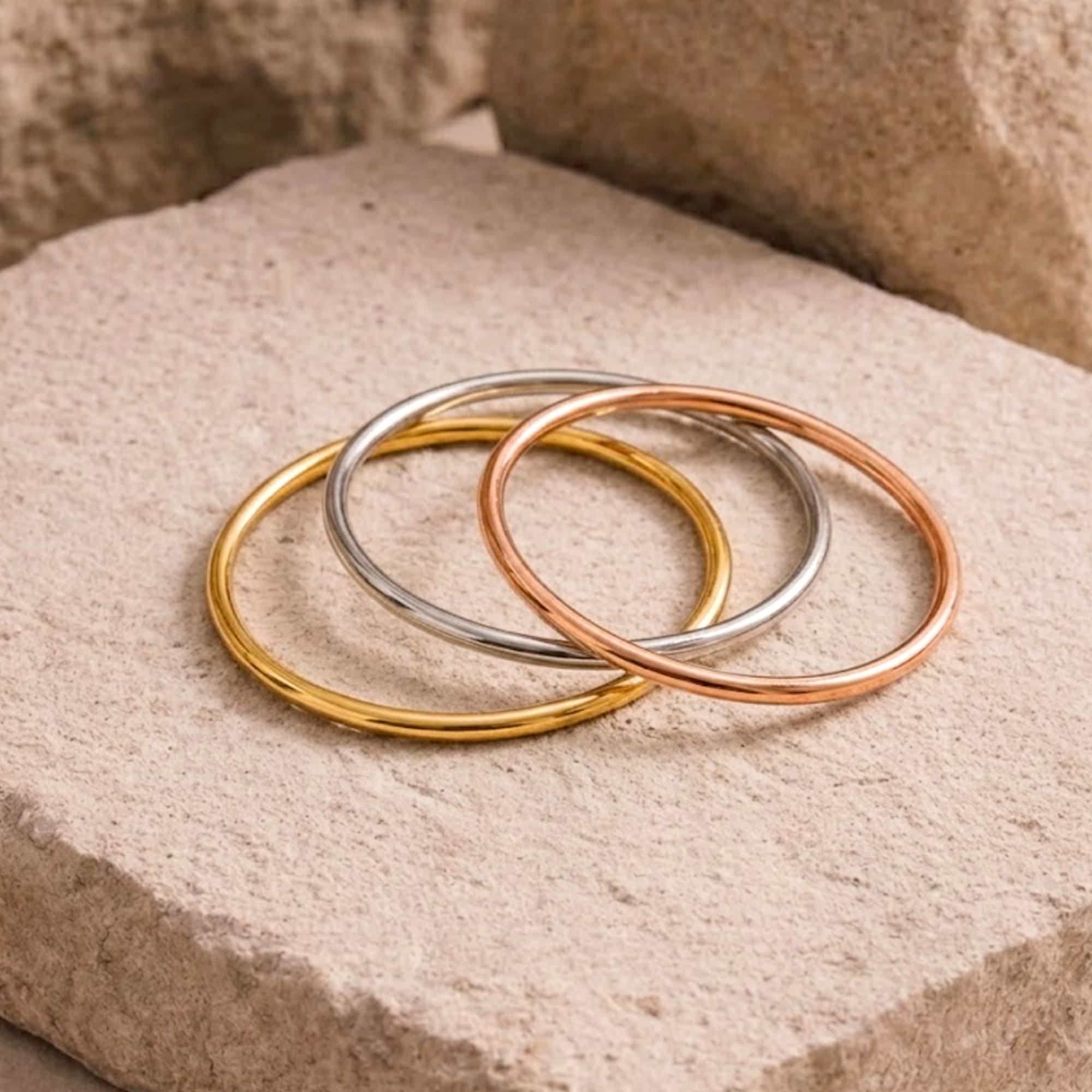 Solid Golf Bangle 3mm Rose Gold Layered - Image 2