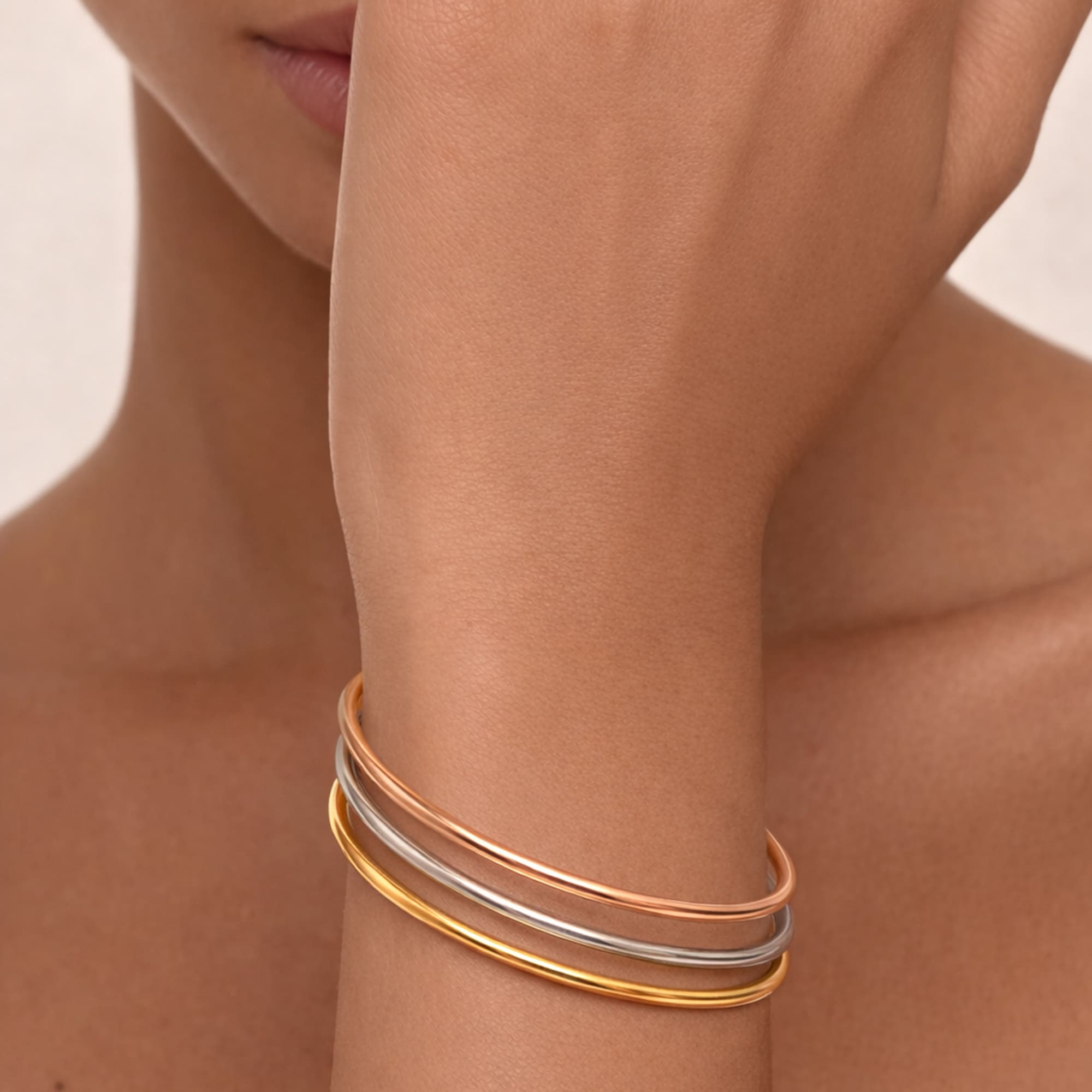 Solid Golf Bangle 3mm Rose Gold Layered - Image 3