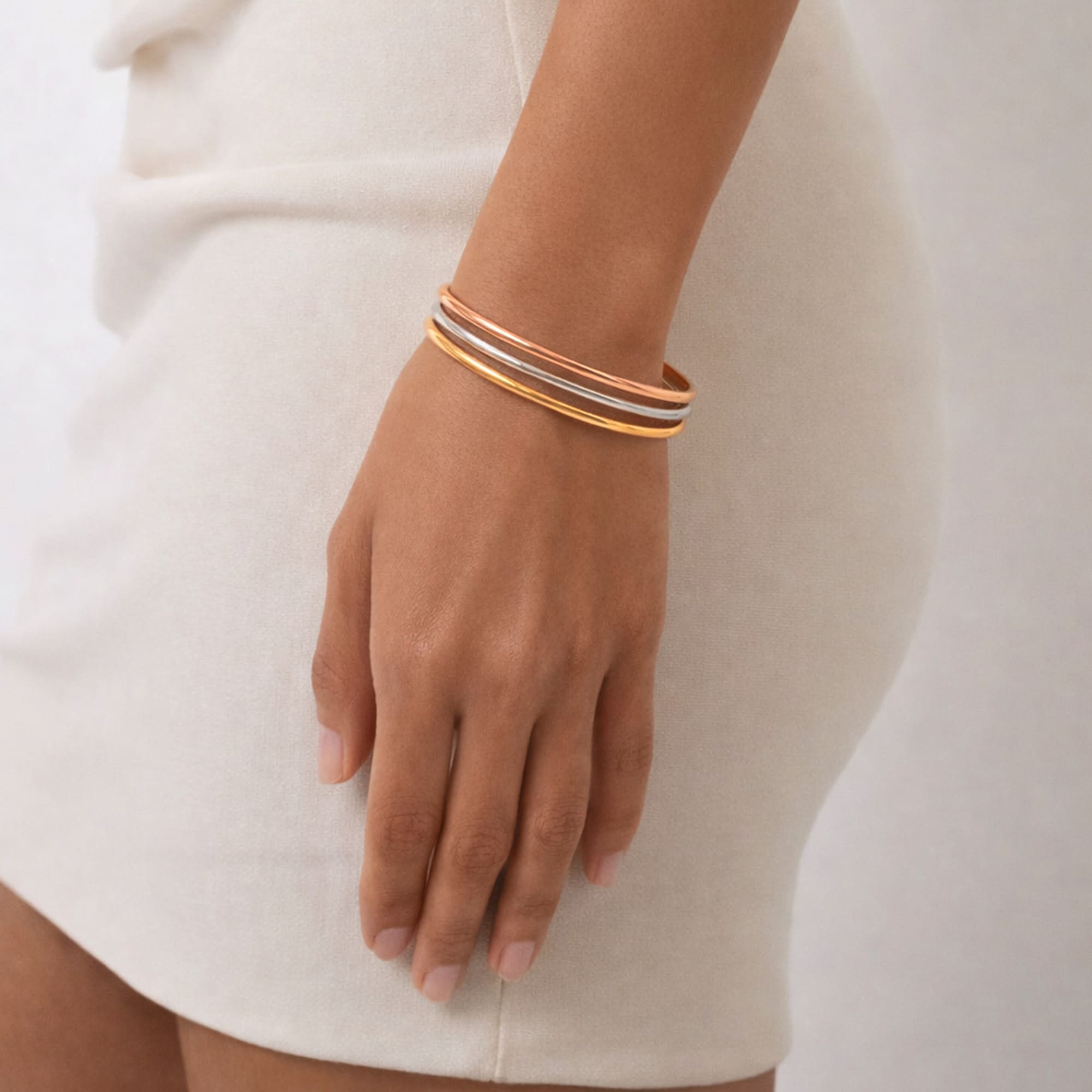 Solid Golf Bangle 3mm Rose Gold Layered - Image 4