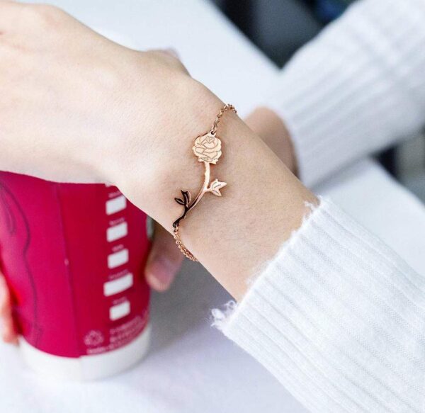 One Piece Rose Bracelet in Rose Gold Layered Steel Jewellery - Image 7