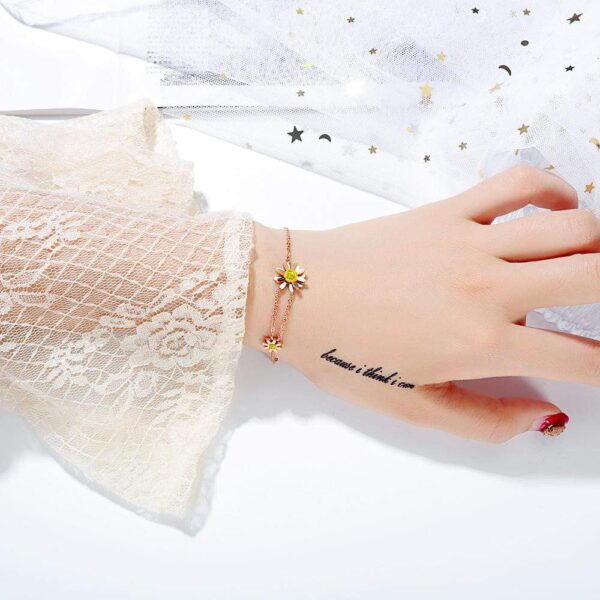 Sunshine Daisy Pendant Bracelet in Rose Gold Layered Steel Jewellery - Image 3