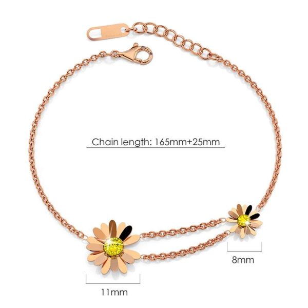 Sunshine Daisy Pendant Bracelet in Rose Gold Layered Steel Jewellery - Image 4