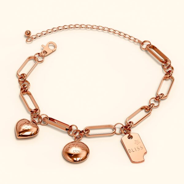 Bliss Charm Bracelet in Rose Gold Layered Steel Jewellery - Image 2