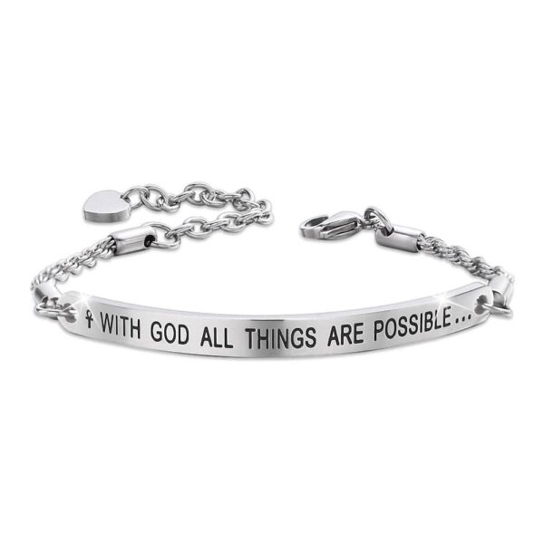 All Things Are Possible Inscriptions Bar Bracelet