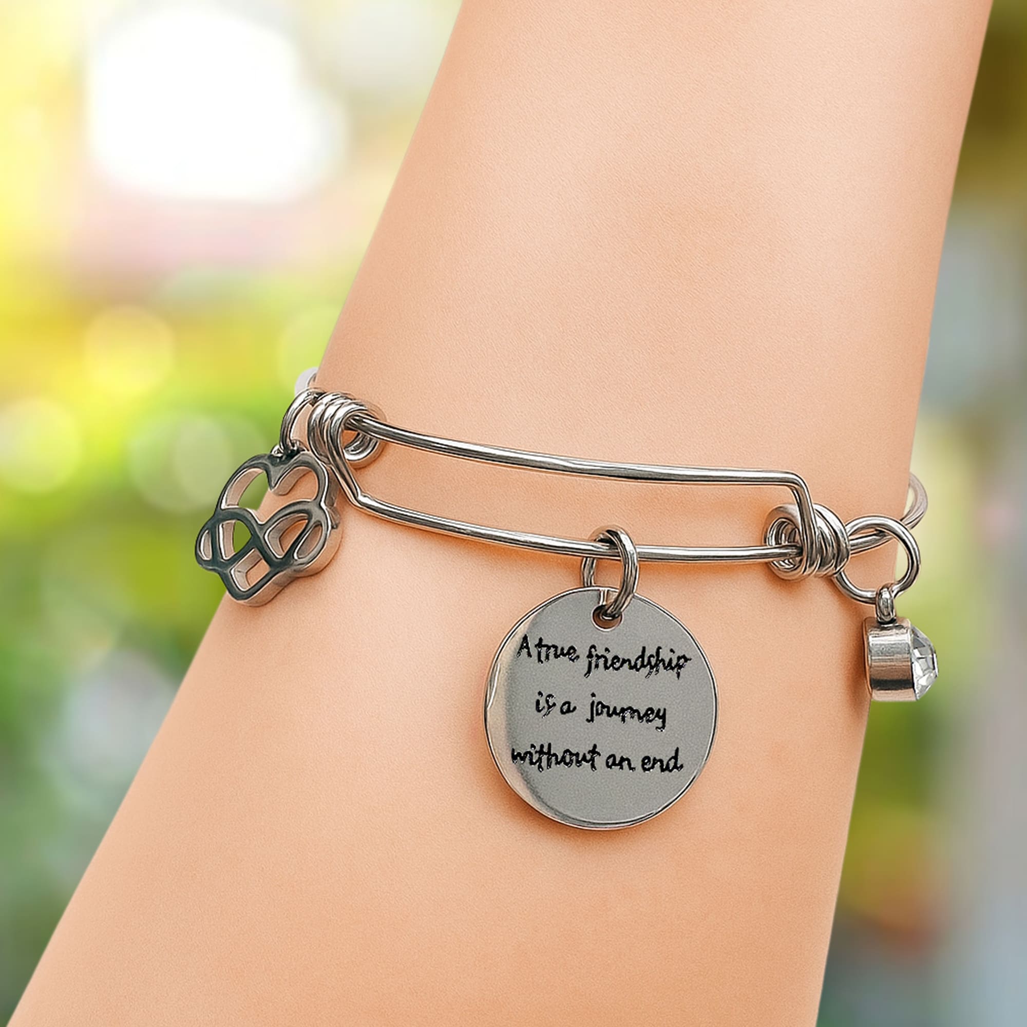 A True Friendship Inscriptions Adjustable Bracelet - Image 6