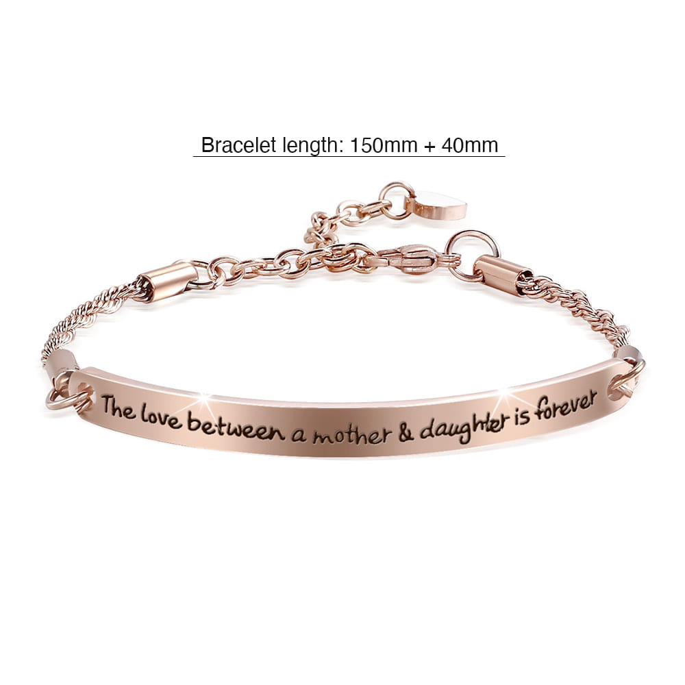Mother's Love Inscriptions Rose Gold Bar Bracelet - Image 6