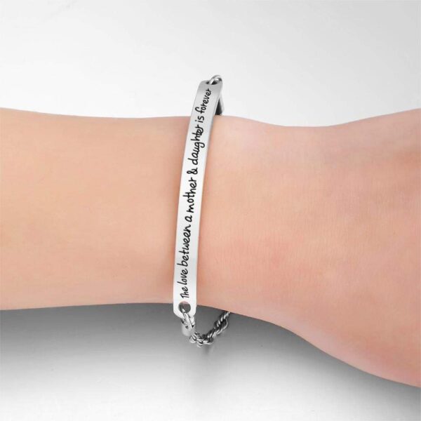 Mother's Love Inscriptions White Gold Bar Bracelet - Image 5