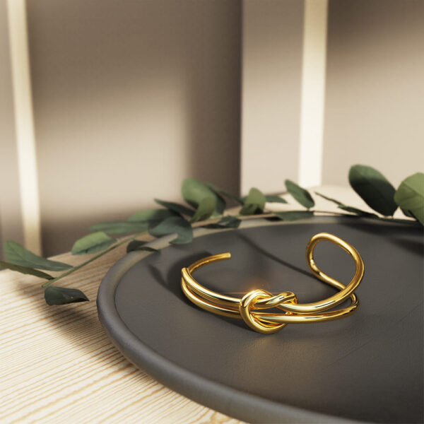 Forever Knot Gold Cuff Bangle - Image 4