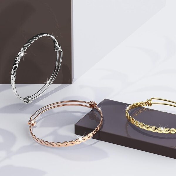 Alyana Braided Adjustable Bangle Rose Gold - Image 5