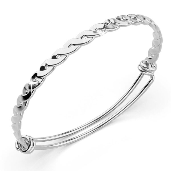 Alyana Braided Adjustable Bangle White Gold