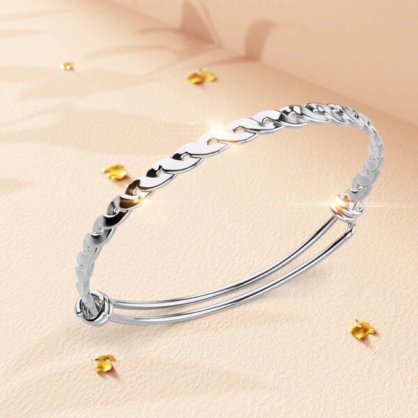 Alyana Braided Adjustable Bangle White Gold - Image 3