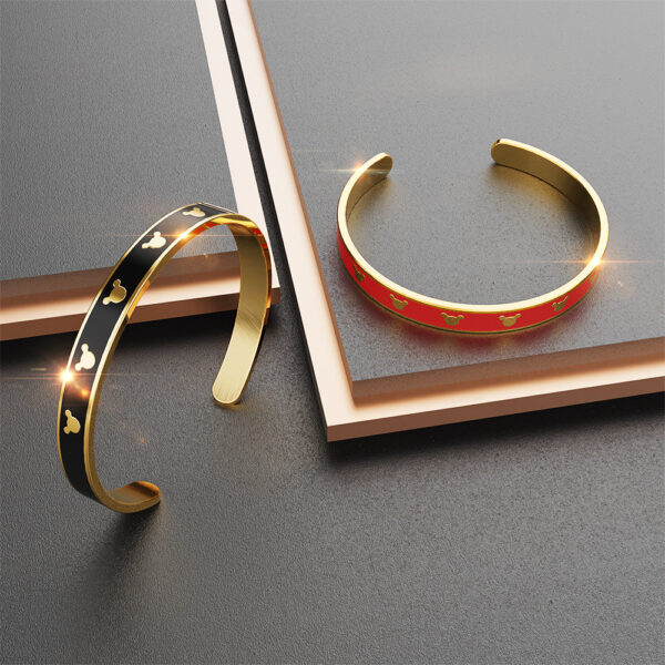 Mickey Mini Enamel Cuff Bangle Black Gold - Image 7