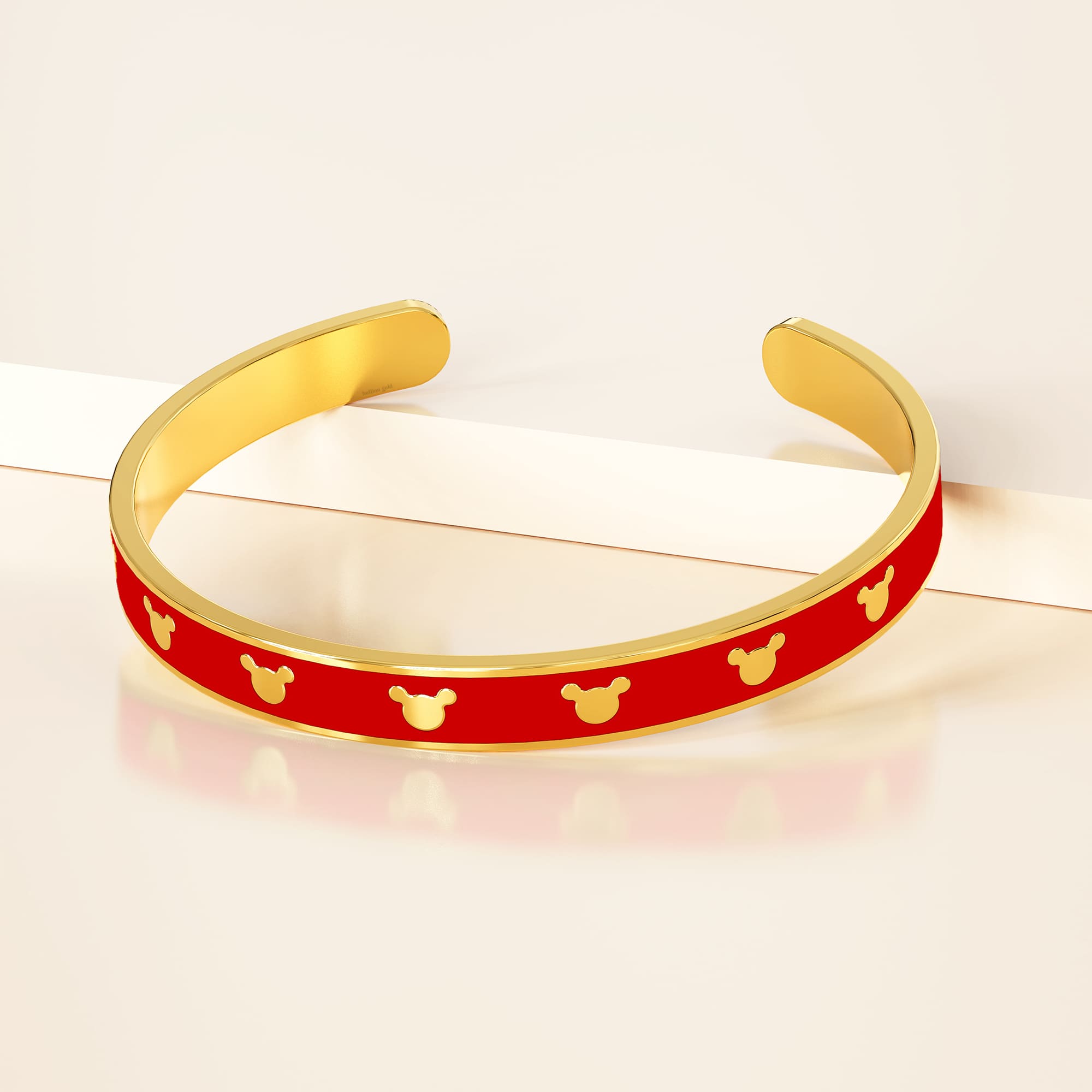 Mickey Mini Enamel Cuff Bangle Red Gold - Image 2