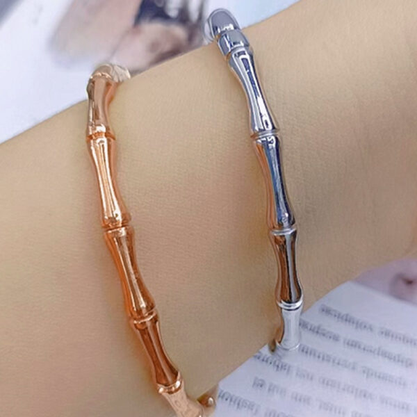 Trunket Bamboo Design Stainless Steel Bangle in Rose Gold - Image 5