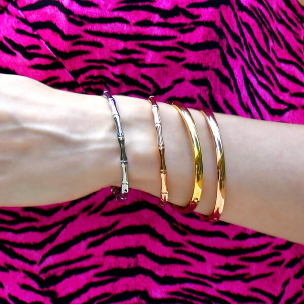 Trunket Bamboo Design Stainless Steel Bangle in Rose Gold - Image 9