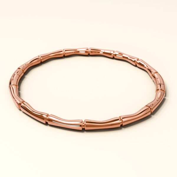 Trunket Bamboo Design Stainless Steel Bangle in Rose Gold - Image 2
