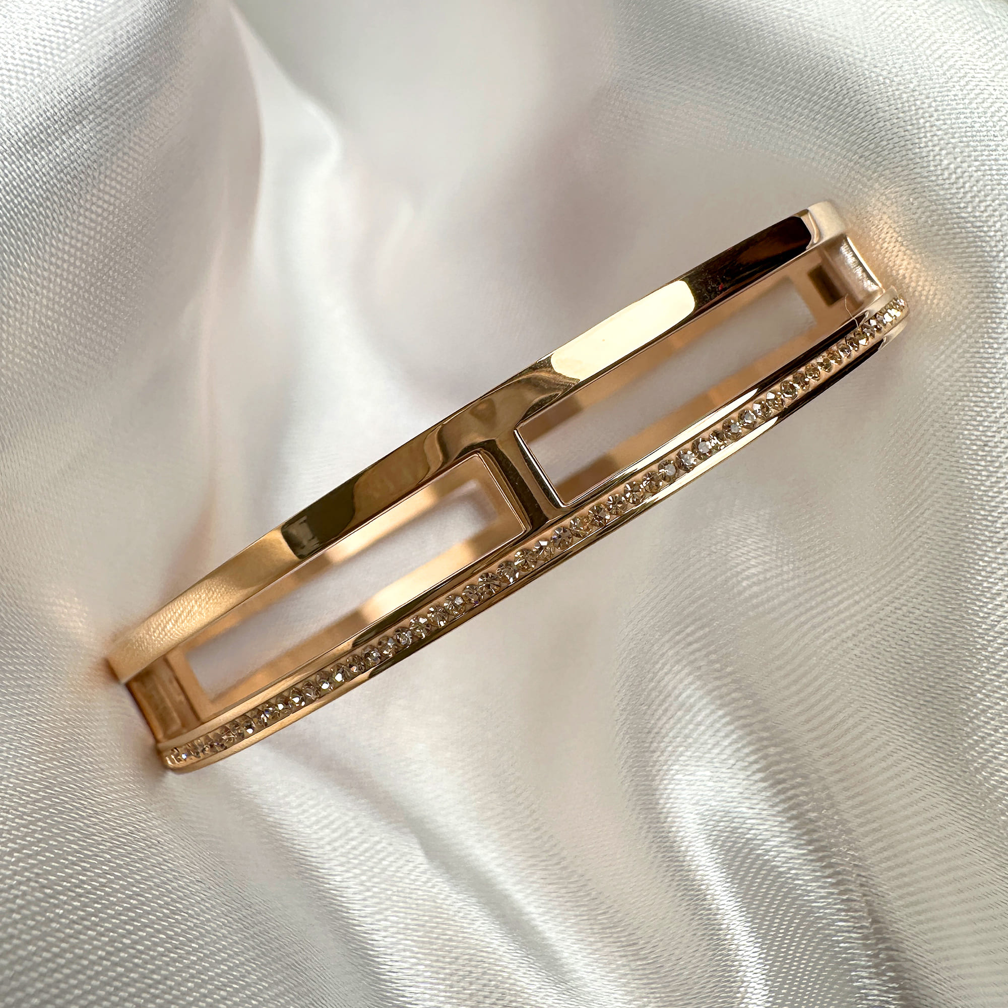 Lucky Dimension Cuff Stainless Steel Bangle in Rose Gold - Image 2