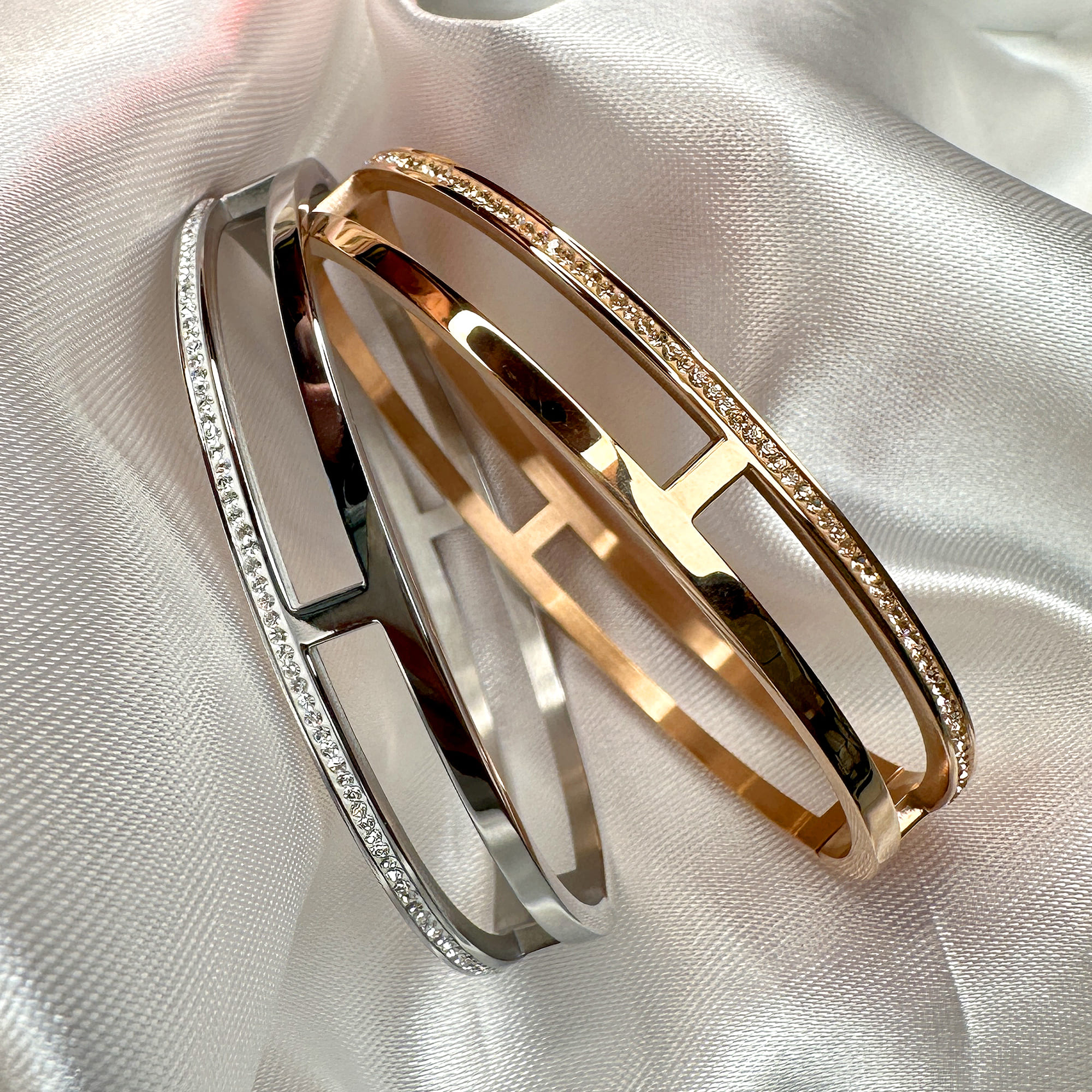 Lucky Dimension Cuff Stainless Steel Bangle in Rose Gold - Image 3