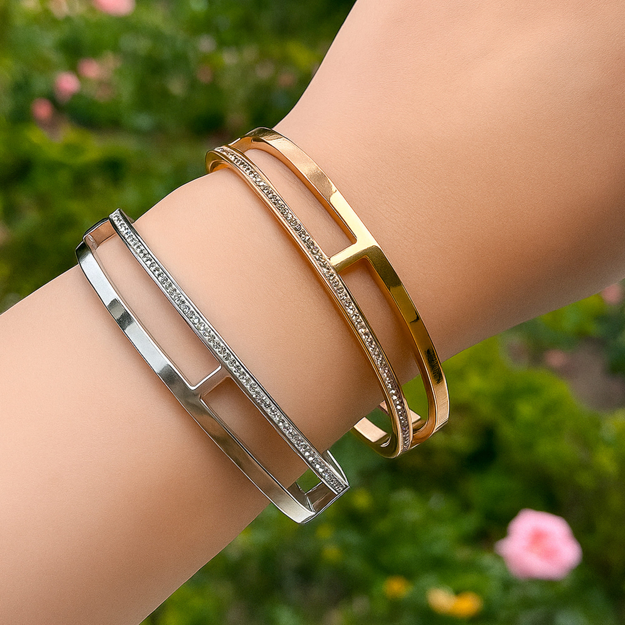 Lucky Dimension Cuff Stainless Steel Bangle in Rose Gold - Image 5