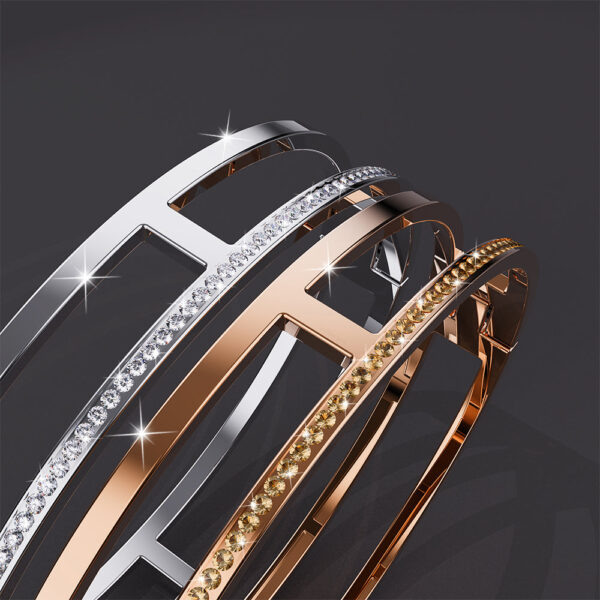 Lucky Dimension Cuff Stainless Steel Bangle with a High Polish Finish - Image 6