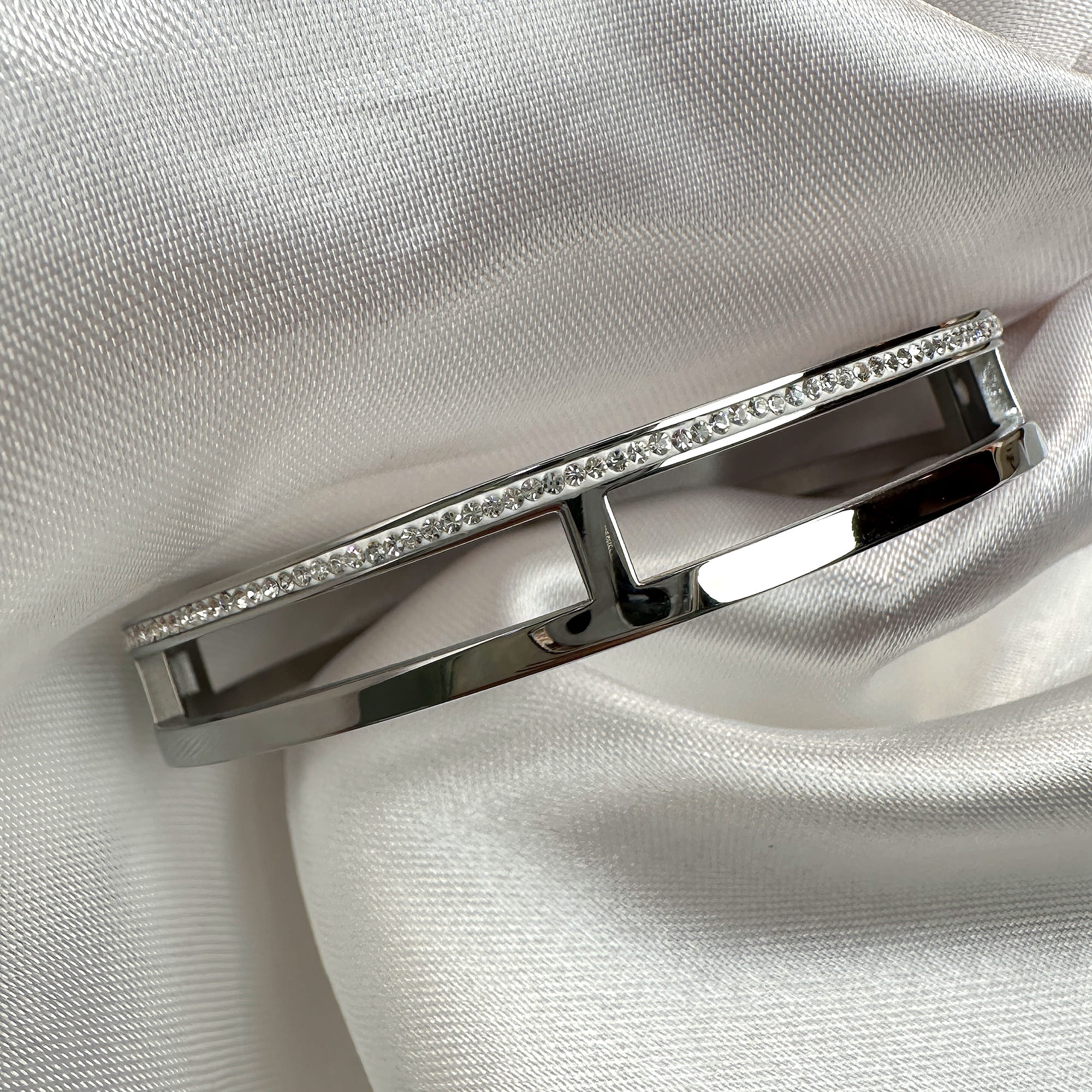 Lucky Dimension Cuff Stainless Steel Bangle with a High Polish Finish - Image 2