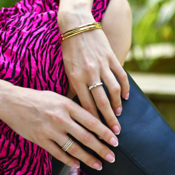 Solid Round Stainless Steel Bangle in Gold - Image 6