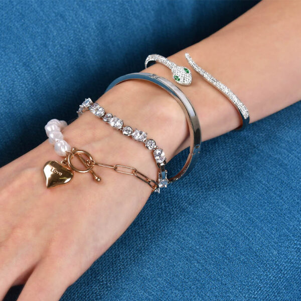 Serpent Cuff Bangle in High Polish Steel Jewellery - Image 5