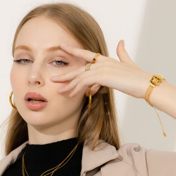 Luca Gold Buckle-Pendant Bracelet - Image 6