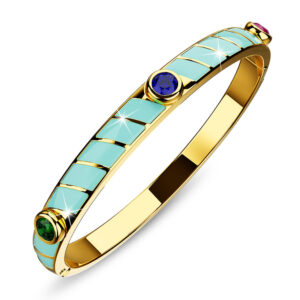 Aquatic Luminous Enamel Gold Layered Bangle
