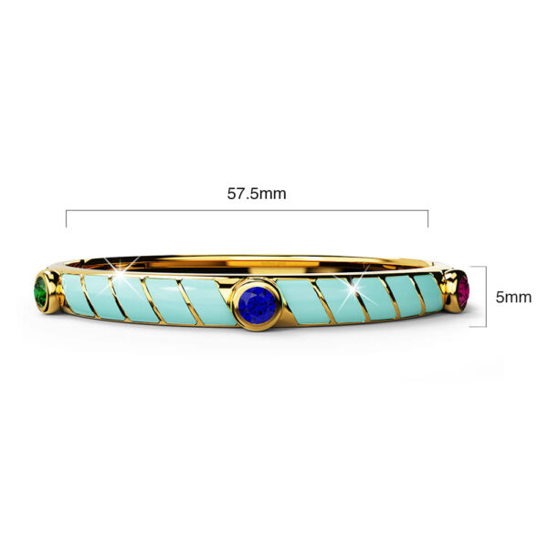 Aquatic Luminous Enamel Gold Layered Bangle - Image 4