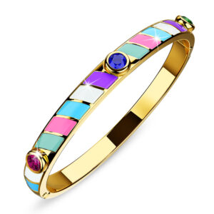 Harlequin Luminous Enamel Gold Layered Bangle