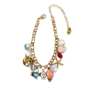 Beaded Summer Sea Charm Gold Bracelet