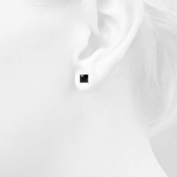 Black Square CZ Earrings - Image 2