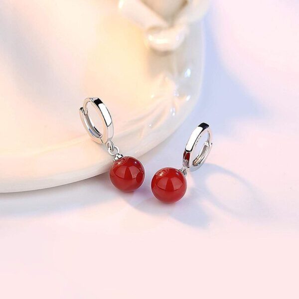 Agate Drop Earrings Red - Image 2
