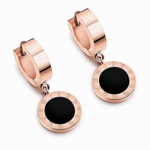 Roman Numeral Round Drop Earrings