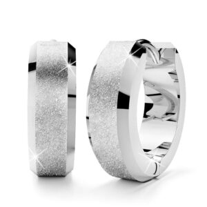 Glitter Textured White Gold Huggie Earrings