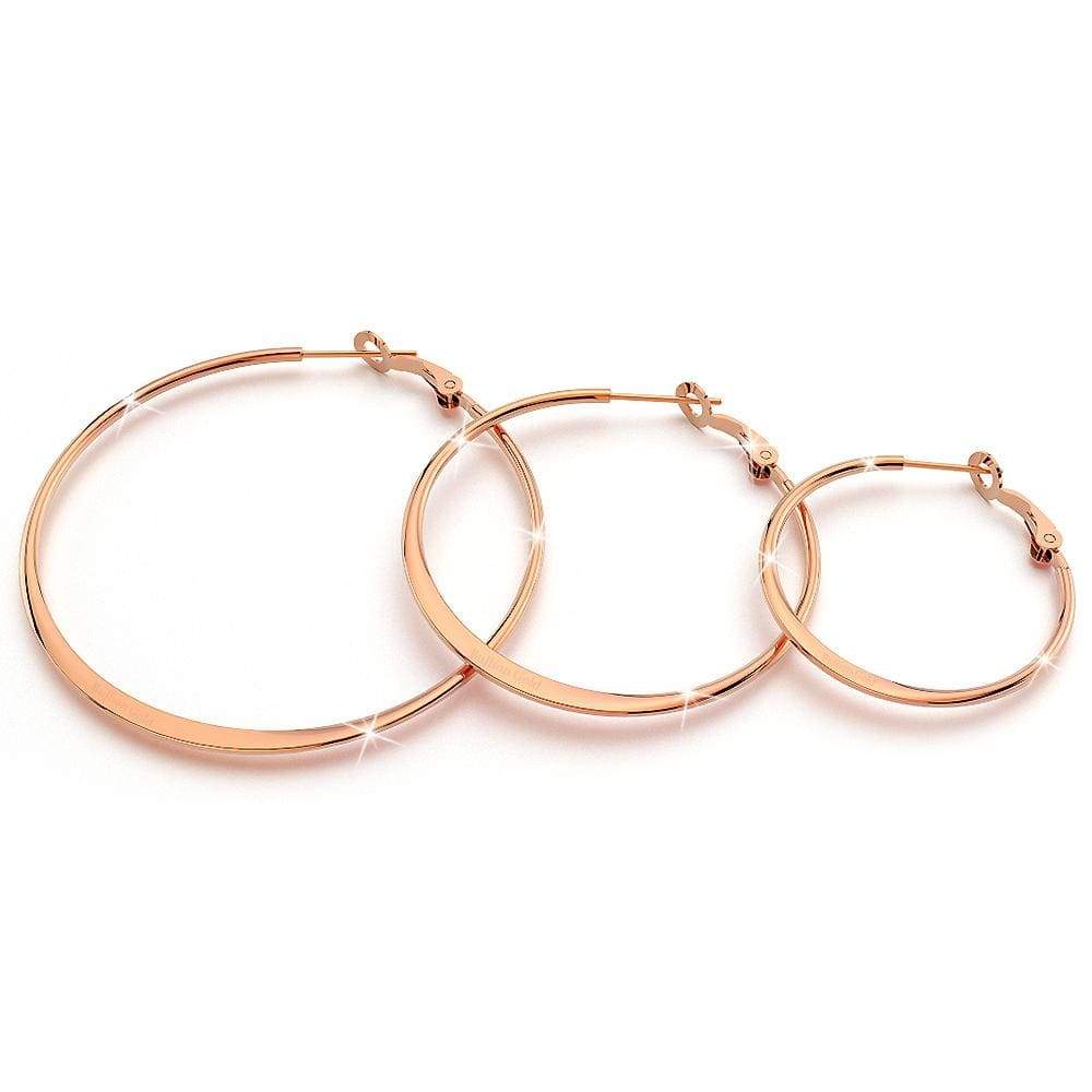 Semi Flattened Hoop Earrings in Rose Gold