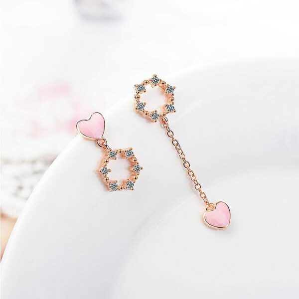 Circle of My Heart Asymmetric Earrings - Image 2