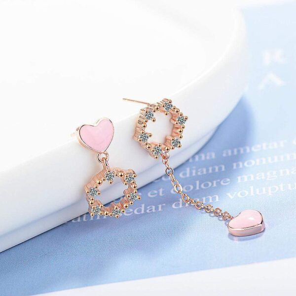 Circle of My Heart Asymmetric Earrings - Image 3