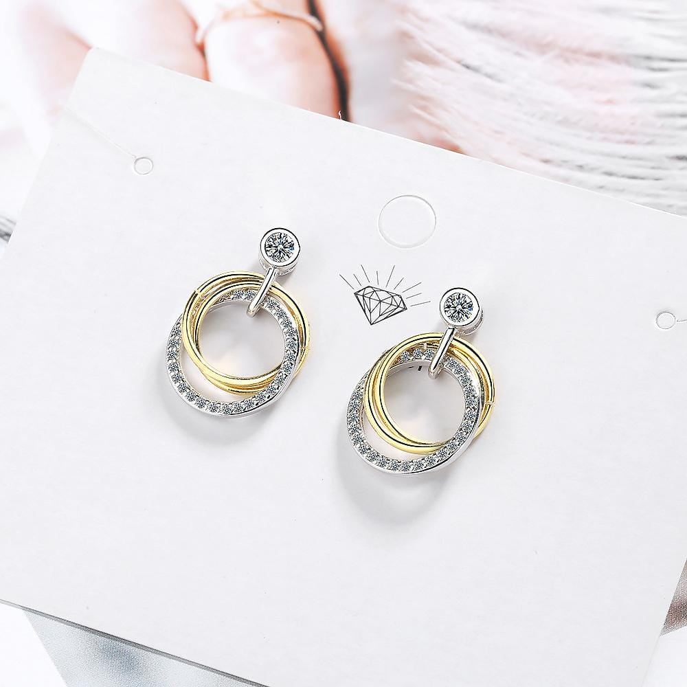 Radiant Dual Tone Polished Dangle Earrings - Image 3