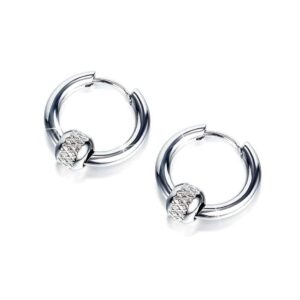 Mini Barrel Loop White Gold Layered Earrings in White Gold Layered Steel Jewellery