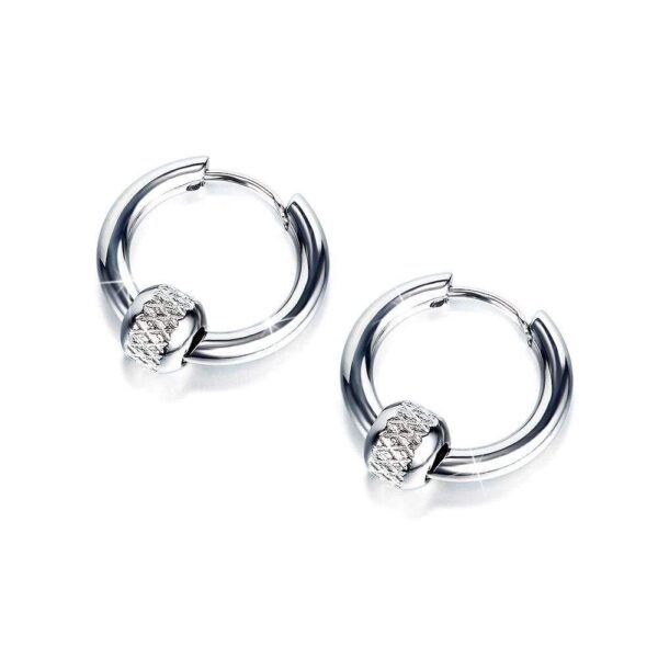 Mini Barrel Loop White Gold Layered Earrings in White Gold Layered Steel Jewellery