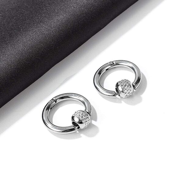 Mini Barrel Loop White Gold Layered Earrings in White Gold Layered Steel Jewellery - Image 3