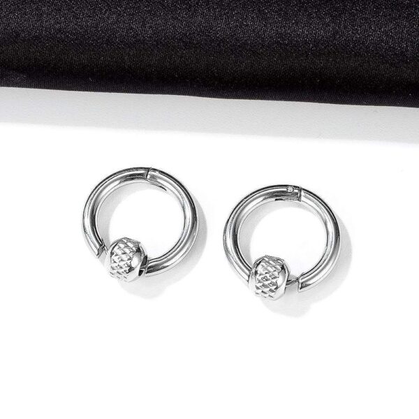 Mini Barrel Loop White Gold Layered Earrings in White Gold Layered Steel Jewellery - Image 4