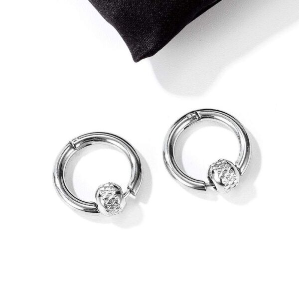 Mini Barrel Loop White Gold Layered Earrings in White Gold Layered Steel Jewellery - Image 5